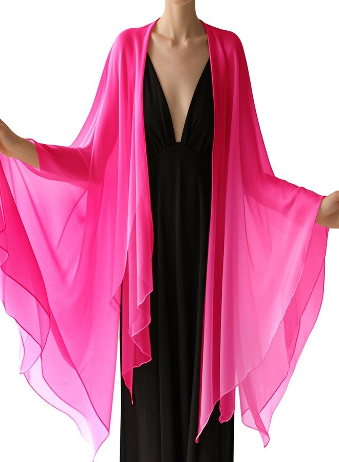 Eychei Hot Pink Chiffon Scarf, Soft Breathable Chiffon Shawls and Wraps, Elegant Silky Women's Hijab for Evening Dresses Wedding Bridal Scarves (67 x 28 inches) - Image 2
